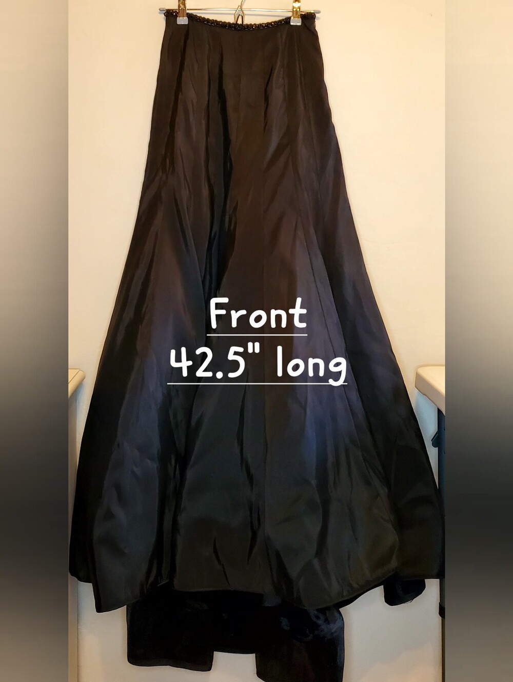 Black Taffeta A-Line Maxi High-Low Bouffant Evening Skirt Sz 6 w/ 4 Layers Tulle
